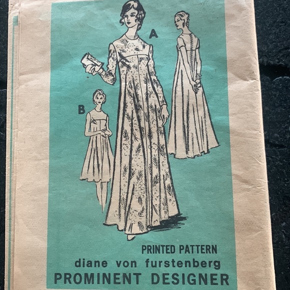 VINTAGE DVF Fit & Flare jersey Maxi - Dyed Blue print US M Est. - Picture 10 of 11
